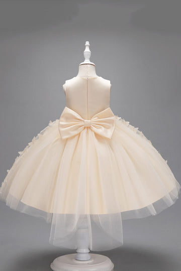 Champagne Princesse Papillon Tulle Robe de fille avec nœud